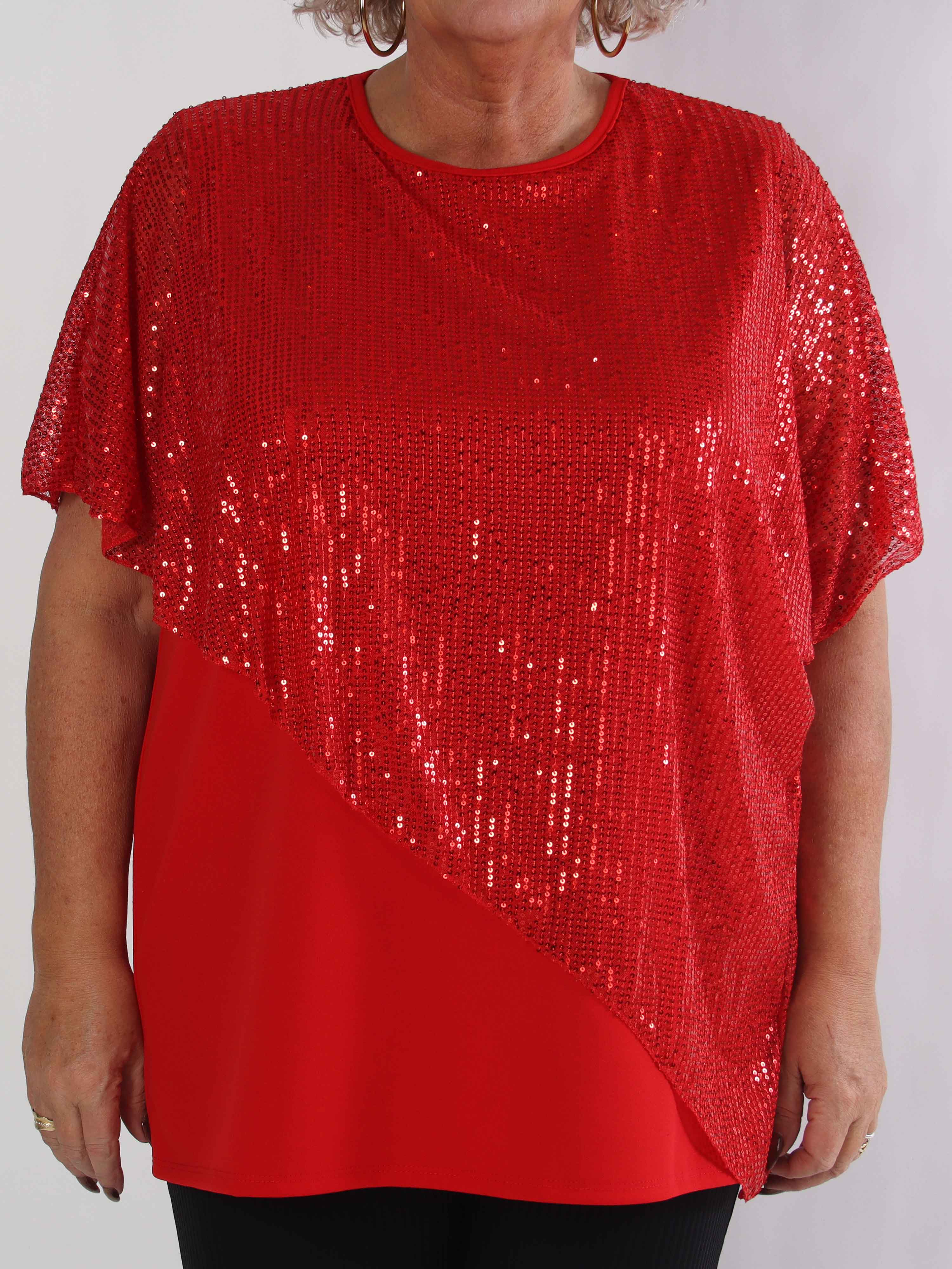 Aude - Plus size tunika med asymmetrisk pailletlag